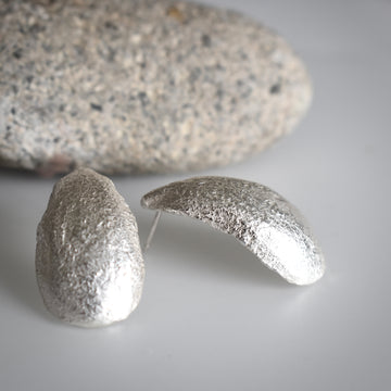 Granite Silver Contour Earrings