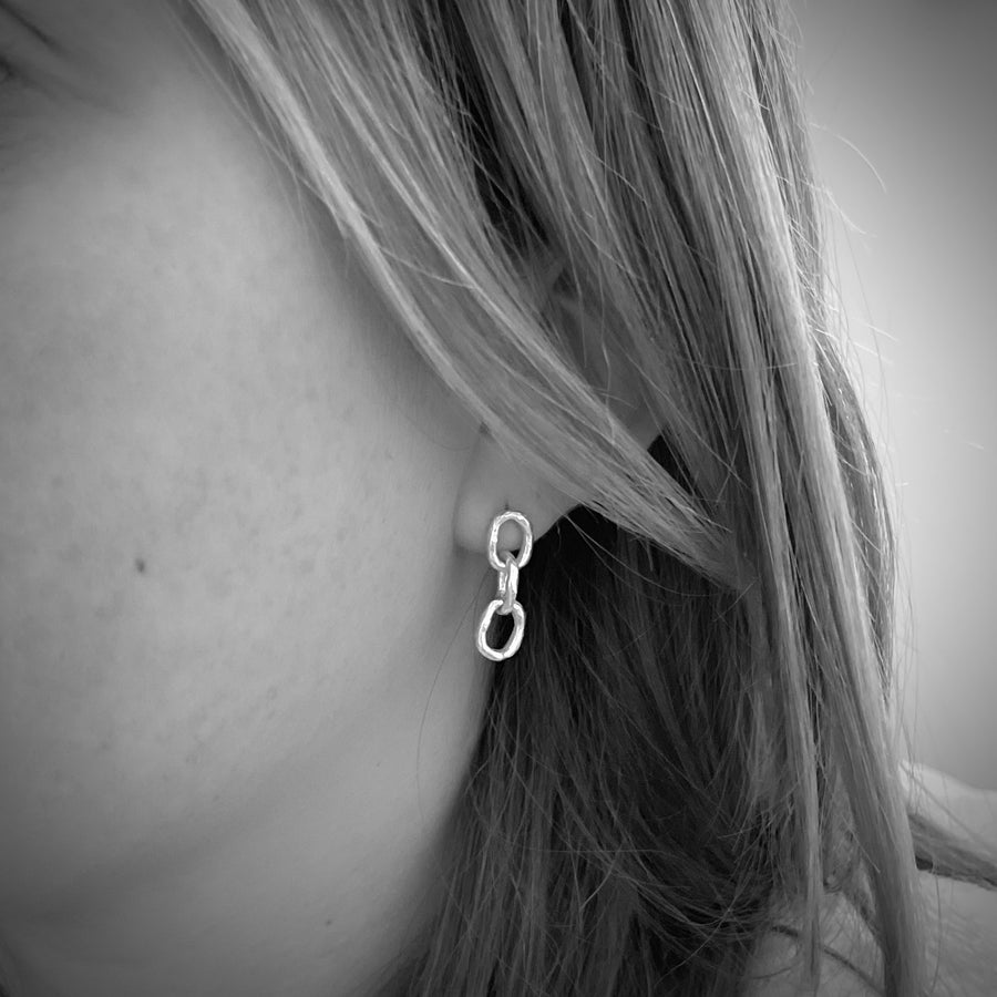 Ocean Silver Linked Earrings