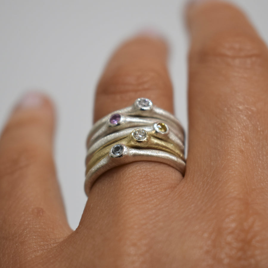 Beach Silver Mini Aquamarine Ring