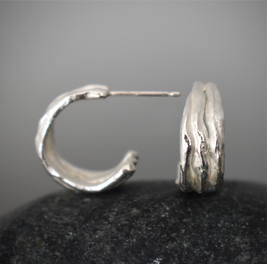 Ocean Silver Hoop Earrings