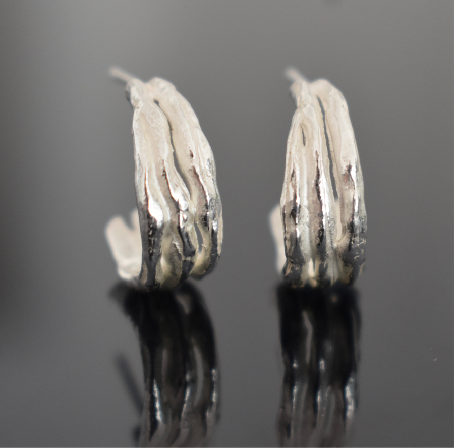 Ocean Silver Hoop Earrings