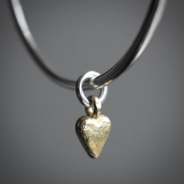 Granite Gold Heart Silver Bangle