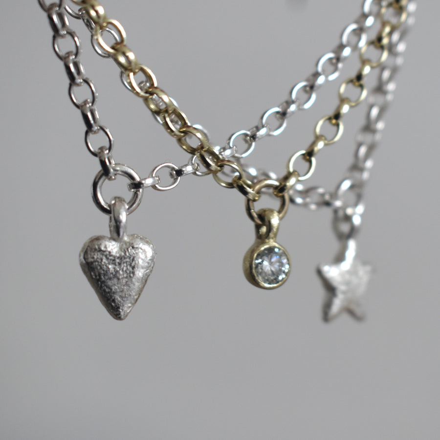 Granite Silver Heart Bracelet