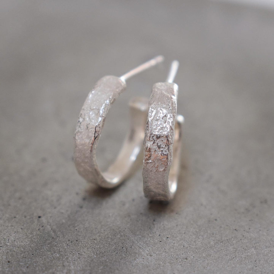 Granite Small Silver Hoop Earrings