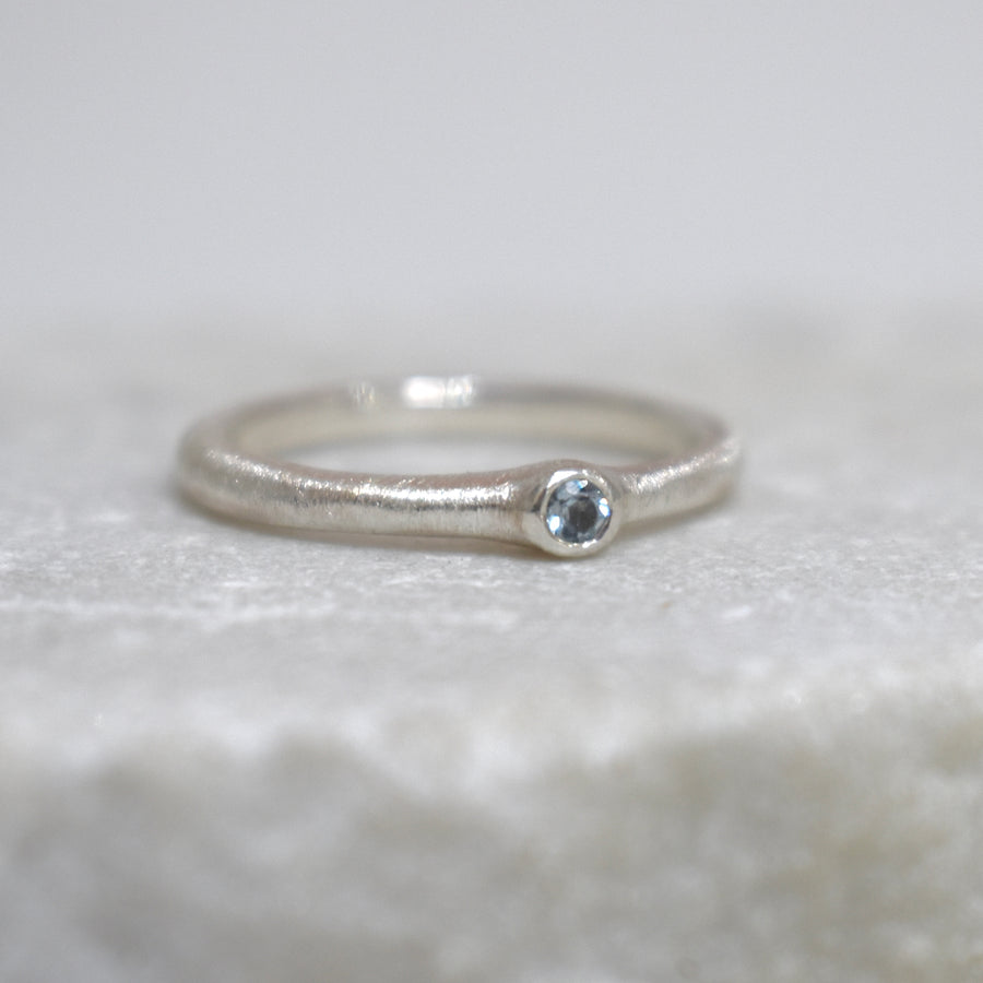Beach Silver Mini Aquamarine Ring