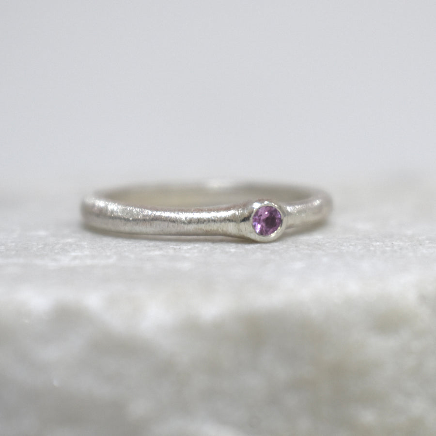 Beach Silver Mini Pink Sapphire Ring