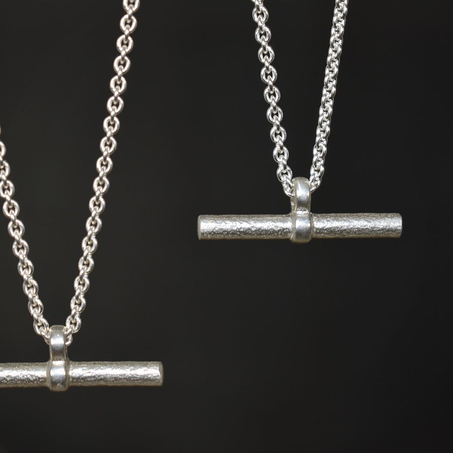 Granite Silver T Bar Necklace