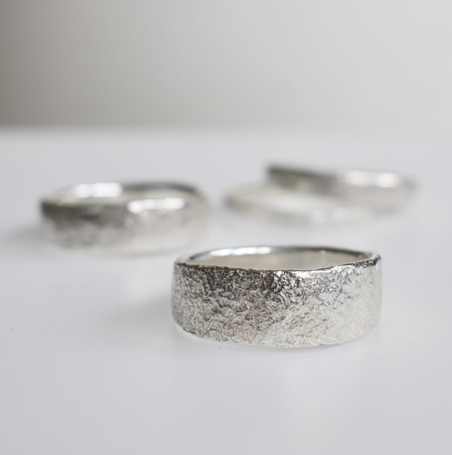 Granite Silver Wide Ring