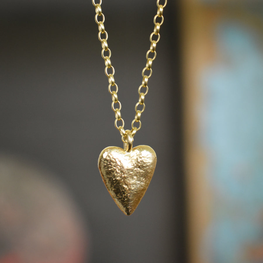 Gold Large Heart Pendant Necklace Black Cord Adjustable 90s | eBay