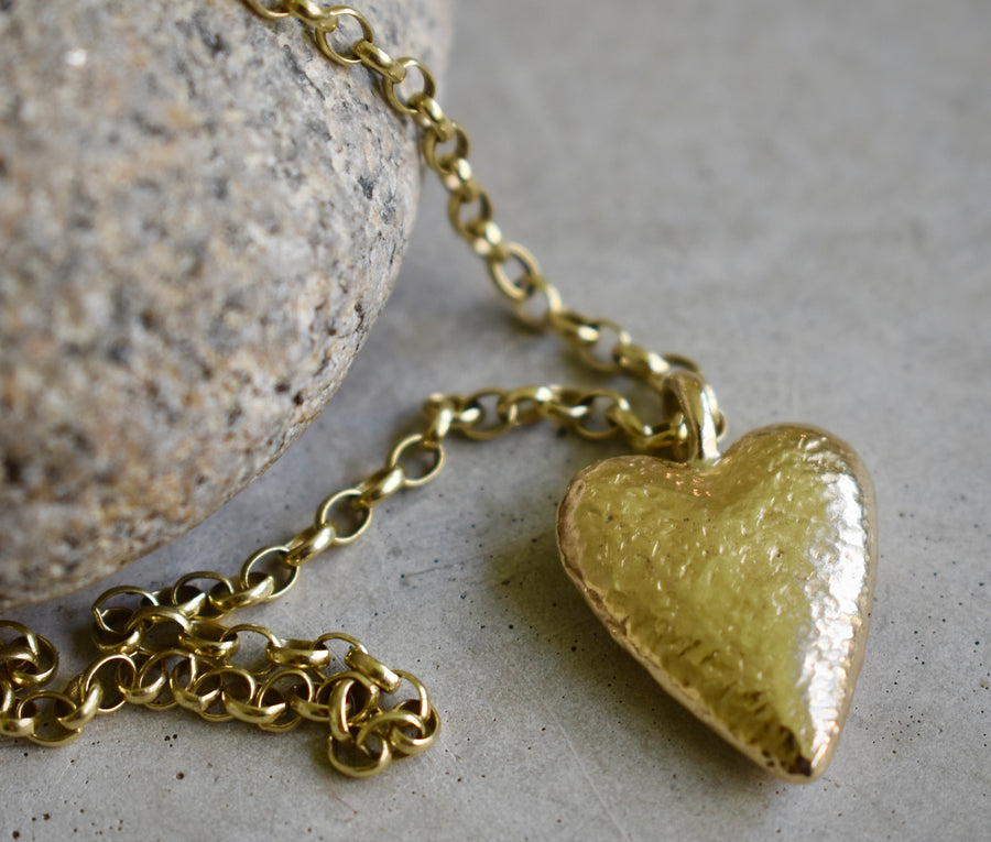 Granite Gold Big Heart Pendant