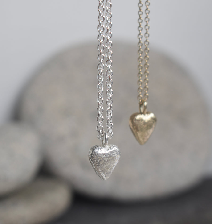 Granite Silver Small Heart Necklace