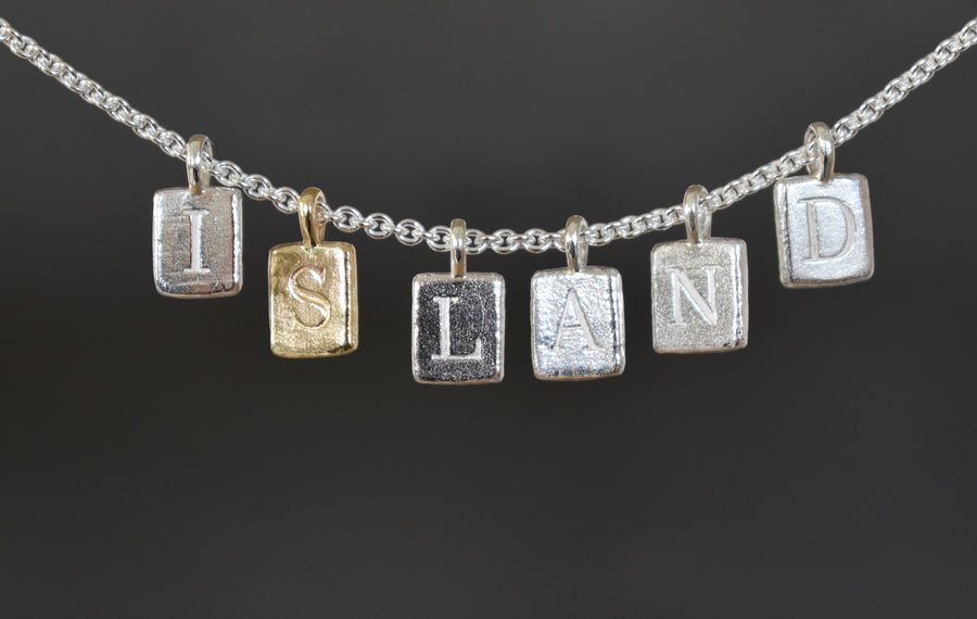 Island Silver Letter Charm