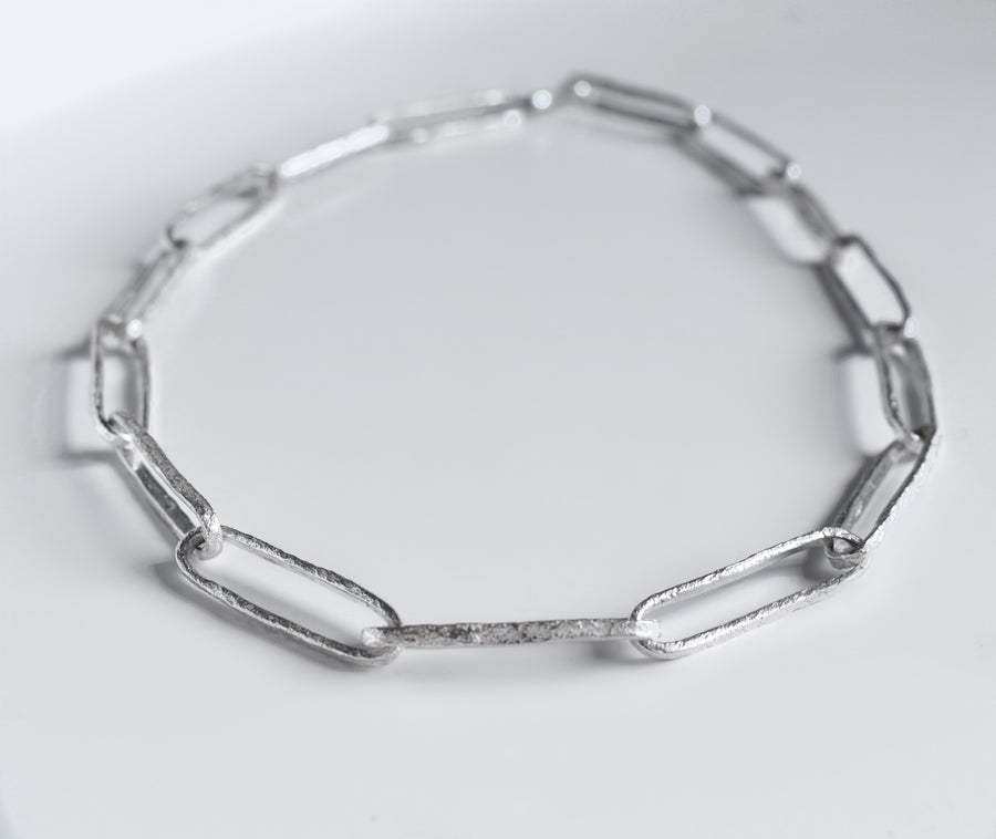 Granite Silver Long Link Necklace