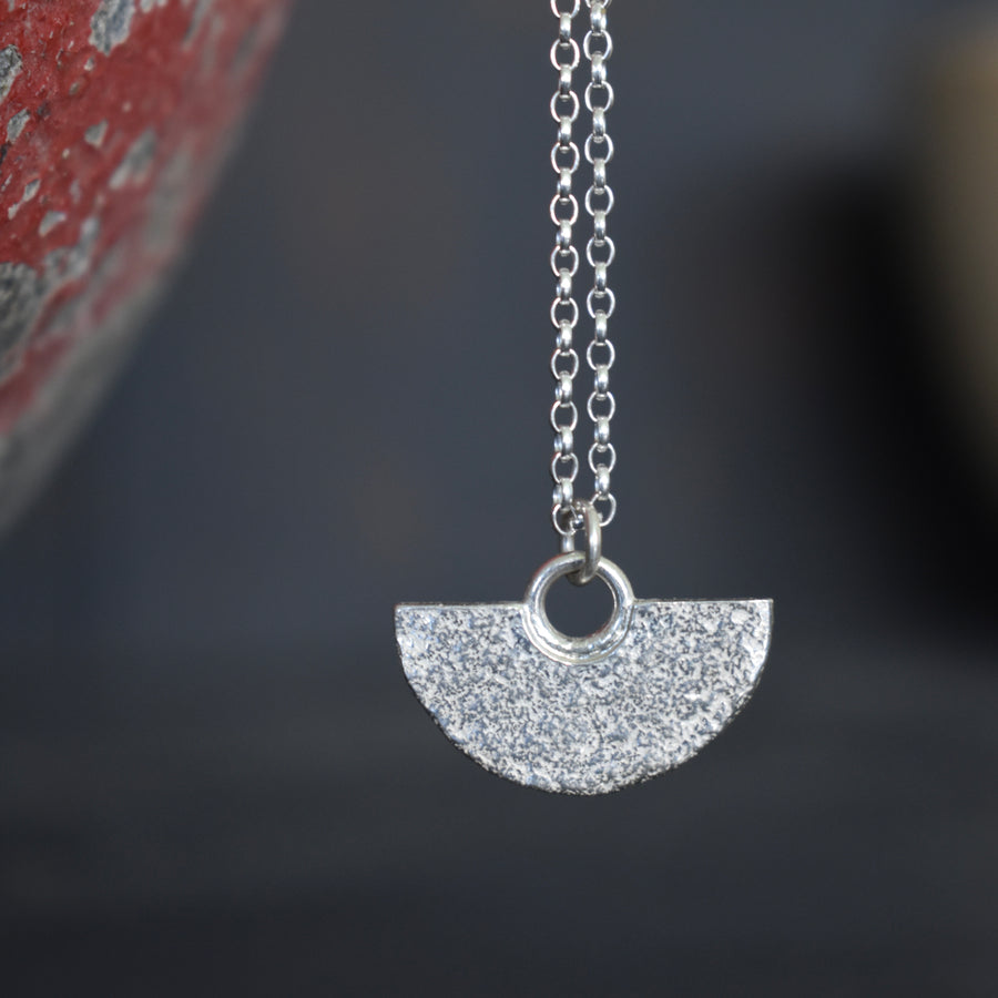Granite Silver Fan Necklace