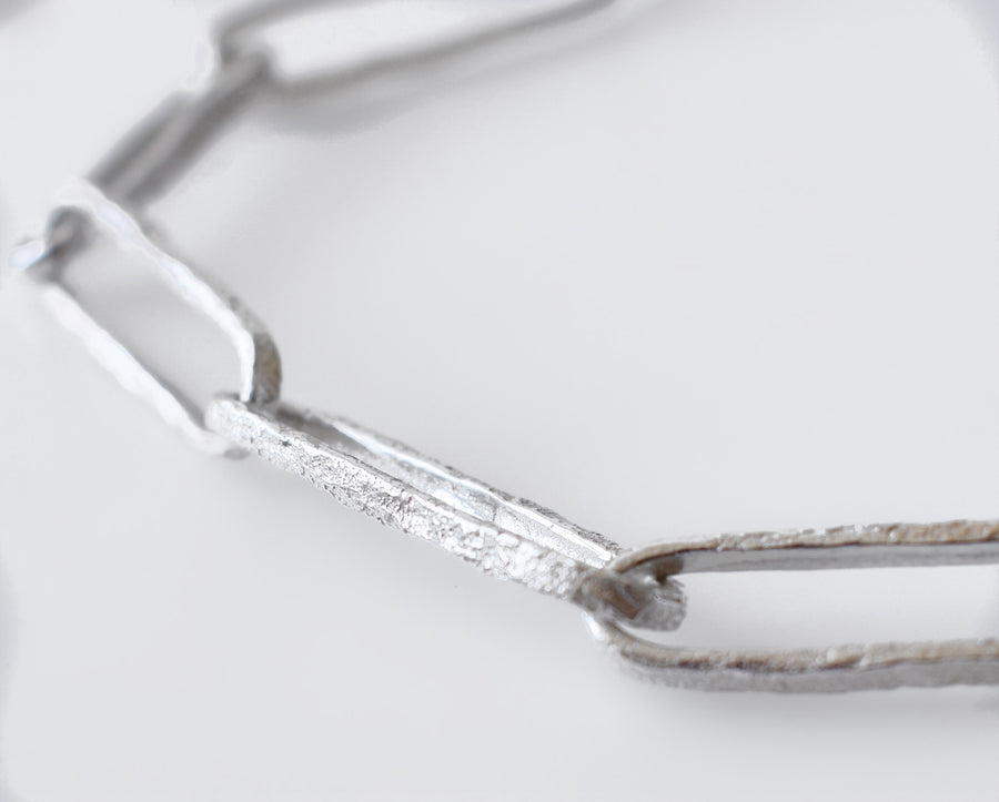 Granite Silver Long Link Necklace