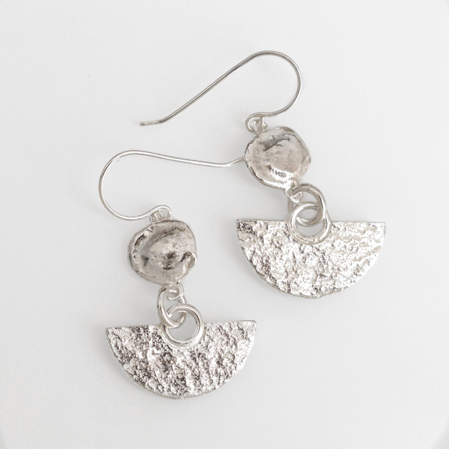 Granite Silver Fan & Ocean Drop Earrings